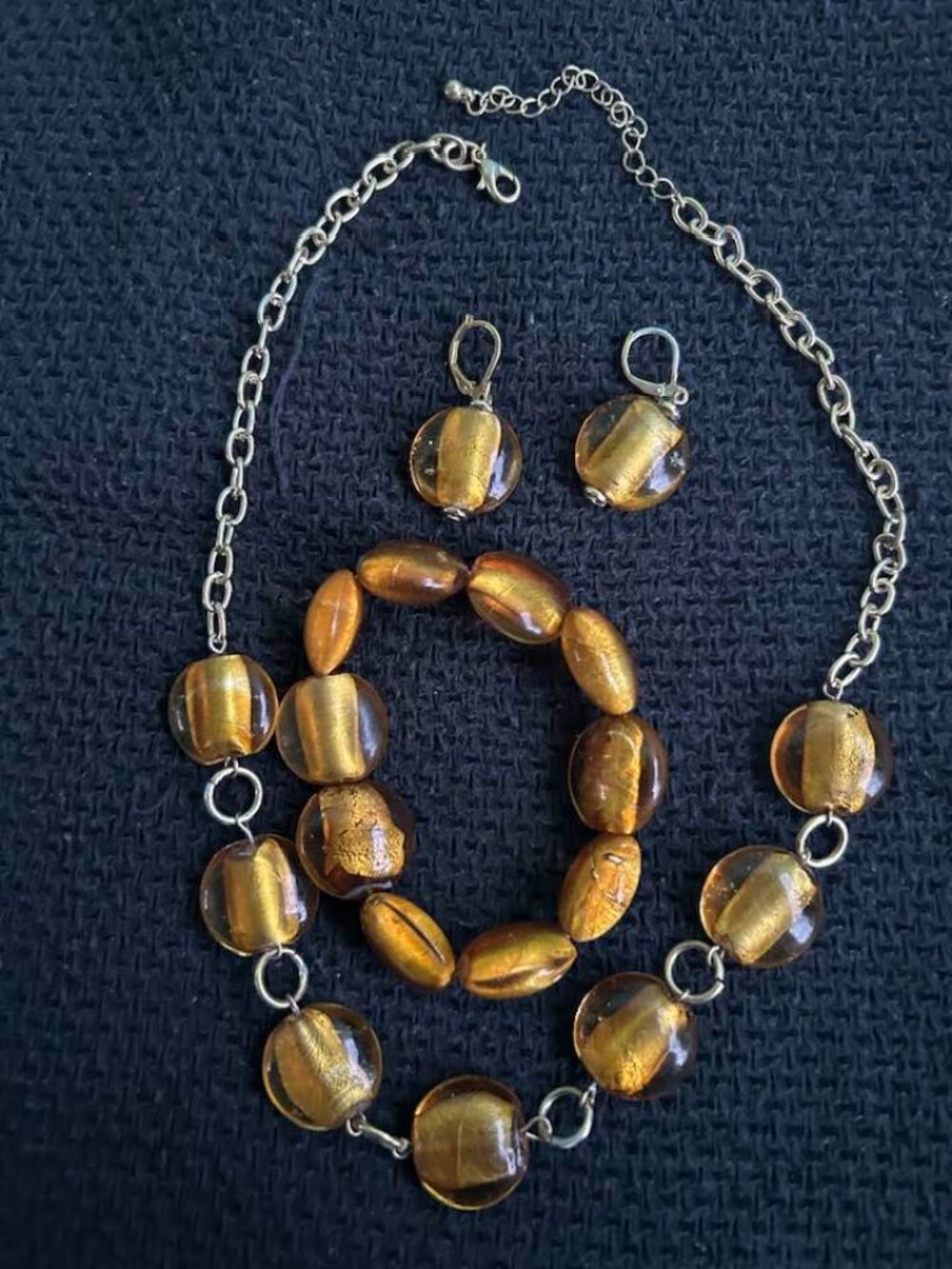 Amber Art Glass Jewelry Set